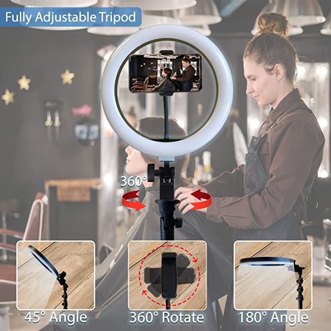 Wholesale 2 in 1 - 360 Degree Mobile Phone Holder Stand Long Arm Flexible  Desktop Clip Bracket Photography 3 Modes Dimmable LED Selfie Light for TIK  Tok YouTube Video Photo Live Stream Makeup (Black)